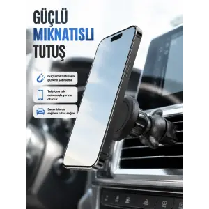 Araç İçi Manyetik Telefon Tutucu Havalandırma Klipsli Telefon Standı