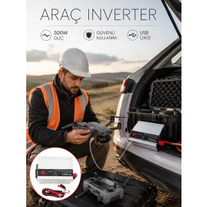 Araçtan Ev Tipi Priz 500W Kullanımı İnvertör