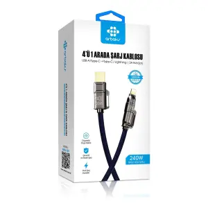 Arbaks ARB-129 240W 4’ü 1 Arada Şarj Kablosu – 1.8 m