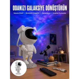 Astronot Bluetooth Hoparlör Gökyüzü Projektör Gece Lambası