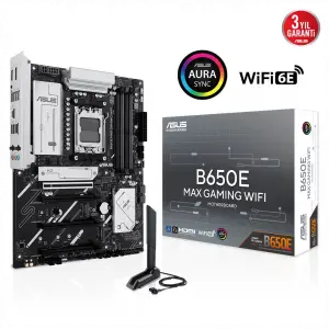 ASUS B650E MAX GAMING WIFI, 4xDDR5, 3xM.2, DP, HDMI, Type-C, Wi-Fi 6E, Bluetooth v5.3, AM5 Soket Gaming Anakart
