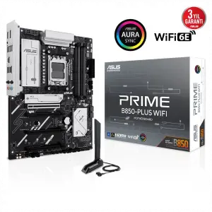 ASUS PRIME B850-PLUS WIFI, 4xDDR5, 3x M.2, HDMI, DP, Type-C, Wi-Fi 6E, Bluetooth v5.3, AM5 Soket GAMING Anakart
