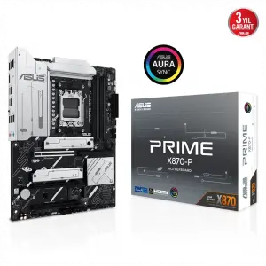 ASUS PRIME X870-P, 4xDDR5, 4xM.2, HDMI, DP, Type-C, AM5 Soket GAMING Anakart