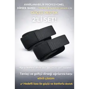 Ayarlanabilir Profesyonel Dirsek Bandı 2’li Set – Tenisçi & Golfçü Dirseği İçin Güçlü Destek