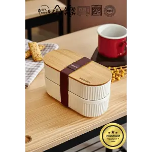 Bambu Kapaklı Lunch Box Kahvaltılık Saklama Kabı Large Bölmeli