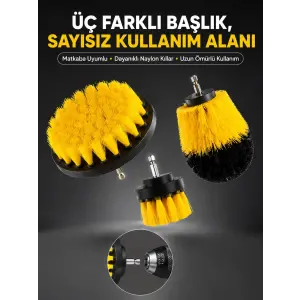Banyo ve Mutfak İçin Matkap Ucu Temizlik Fırçası 3’lü Set