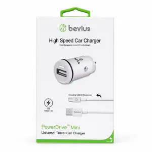 Bevius BVS-AU502 Beyaz 12W USB-C Kablolu Araç Şarj Cihazı