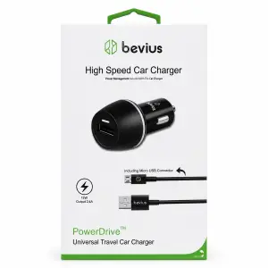 Micro USB Siyah 12W Kablolu Araç Şarj Cihazı Bevius BVS-AU509
