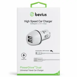 Bevius BVS-AU514 15W 3A Çift USB Micro Kablolu Araç Şarj Cihazı
