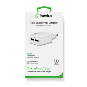 Bevius BVS-CH406 Beyaz 15W Çift USB Duvar Şarj Cihazı
