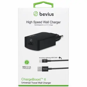 Bevius BVS-CH416 Siyah 10W USB-A Lightning Kablolu Duvar Şarj Cihazı