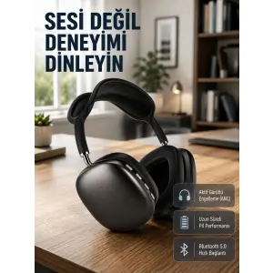 Bluetooth 5.0 Kulak Üstü Kulaklık – Gürültü Engelleme, Uzamsal Ses, Hızlı Şarj