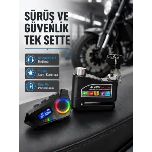 Bluetooth 5.4 İntercom ve Alarmlı Disk Kilidi Seti Güçlü Ses ve Güvenlik