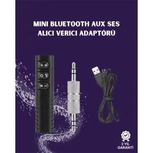 Bluetooth AUX Adaptör | 3.5mm Ses Girişi İçin Kablosuz Dönüştürücü, 10m Menzil