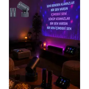 Bluetooth Hoparlörlü Akıllı Projektör Kablosuz Karaoke Mikrofonlu