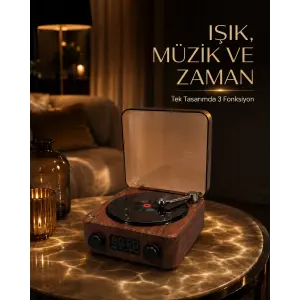 Bluetooth Hoparlörlü Gece Lambası Dijital Saat ve Ambiyans Işığı Çok Amaçlı