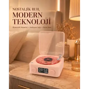 Bluetooth Hoparlörlü Gece Lambası Dijital Saatli Şeffaf Su Dalgası Işıklı Dekoratif