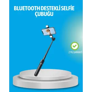 Bluetooth Işıklı Uzaktan Kumandalı Selfie Çubuğu – 130 cm Yükseklik