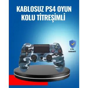 Bluetooth Kablosuz PS4 Gamepad Çift Motorlu Siyah Controller