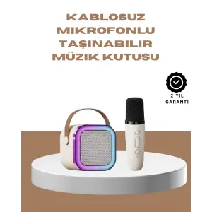 Bluetooth Karaoke Mikrofon ve Hoparlör Seti Taşınabilir