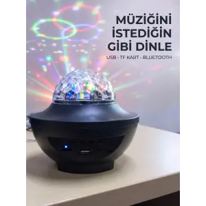 Bluetooth Müzikli Disko Işığı RGB Parti Projektörü Dahili Hoparlör USB Micro SD Destekli