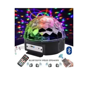 Bluetooth özellikli beyaz renkli ışıklı lazer led küre disko topu parti aydınlatması