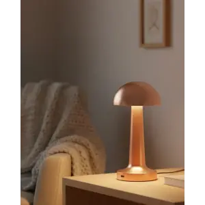 Bronz Dokunmatik Masa Lambası 3 Renk LED Şarjlı Kablosuz USB Çıkışlı