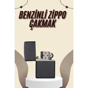 Çakmak Parlak Siyah Benzinli Çakmak Cep Boy Doldurulabilir
