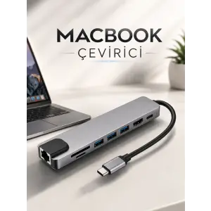 Çevirici Dönüştürücü Adaptör Macbook 3 In 1 Type-C To Hdmı USB 3.0