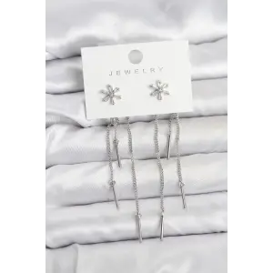 Çiçek Model Gümüş Pirinç Sallantılı Kadın Küpe