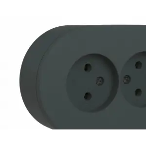 Çift Girişli Antrasit Sıva Üstü Topraklı Priz Şık Modern Duvar Elektrik Aksesuarı