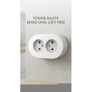 Çift Girişli Beyaz Sıva Üstü Modern Duvar Prizi