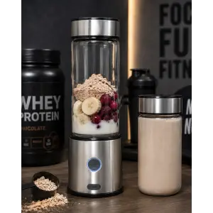 Çift Hazneli Cam Blender USB Şarjlı Smoothie ve Buz Kırıcı Blender