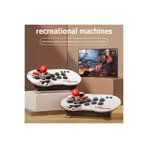 Çift kişilik retro joystickli beyaz oyun konsolu, 4K HD görüntü, oyun, bluetooth yok