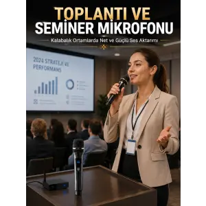 Kablosuz Çift Mikrofon Şarj Edilebilir Dijital Göstergeli