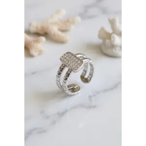 Clariss Parallel Luxury Zirkon Taşlı Gümüş Renk Yüzük