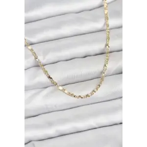 CM 14K Gold Renk Lazerli Zincir Model Kadın Kolye