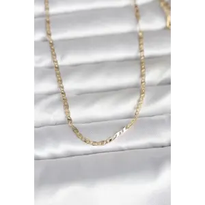 CM 14K Gold Renk Yassı Zincir Model 60 cm Kadın Kolye