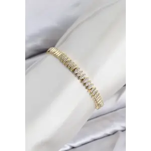 CM Arpa Model Zirkon Taşlı VIP Seri Gold Renk Pirinç Kadın Bileklik