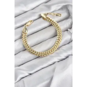 CM Kalın Singapur Model Gold Renk Pirinç Kadın Bileklik