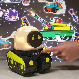 Çocuklar Için Eğitici Ve Eğlenceli Robot Temali Projektör Gece Lambasi
