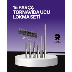 Çok Amaçlı 16lı Bits Uç Seti Dayanıklı Tornavida Adaptör