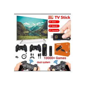 Çok renkli kumandalı Android TV oyun konsolu çift kişilik oyunlu Bluetooth yok - Elektronik