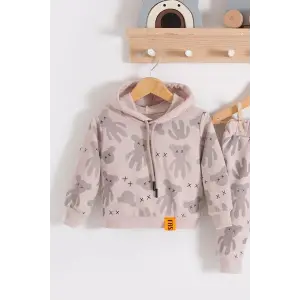 Cool Bear Kapüşonlu % 100 Pamuk Erkek Bebek Takımı