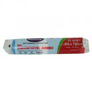 Çöp Torbası Jumbo Boy 80x110Cm 400Gr 50Mikron 90Lt Mavi Rulo 10 Adet