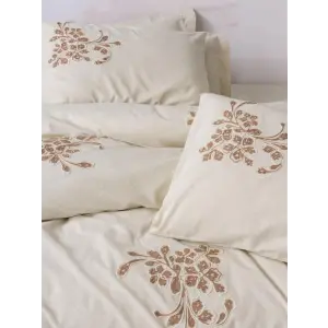 Cotton Keten Çift Kişilik Nev Takımı Kaneli