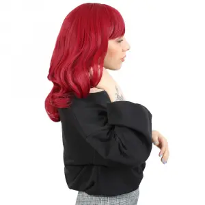 Daalı Perçemli Orta Boy Fiber Sen Peruk / Kızıl