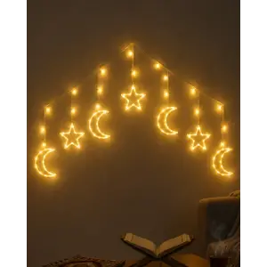Dekoratif Ay Yıldız LED Ramazan Lambası Sıcak Beyaz Tasarım