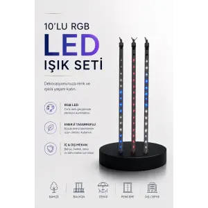 Dekoratif Ortam Aydınlatması RGB LED 10’lu Çubuk Seti