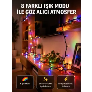 Dekoratif Peri Led 5 m 50 Ampullü Şeffaf Kablo Aydınlatma Yeni Nesil